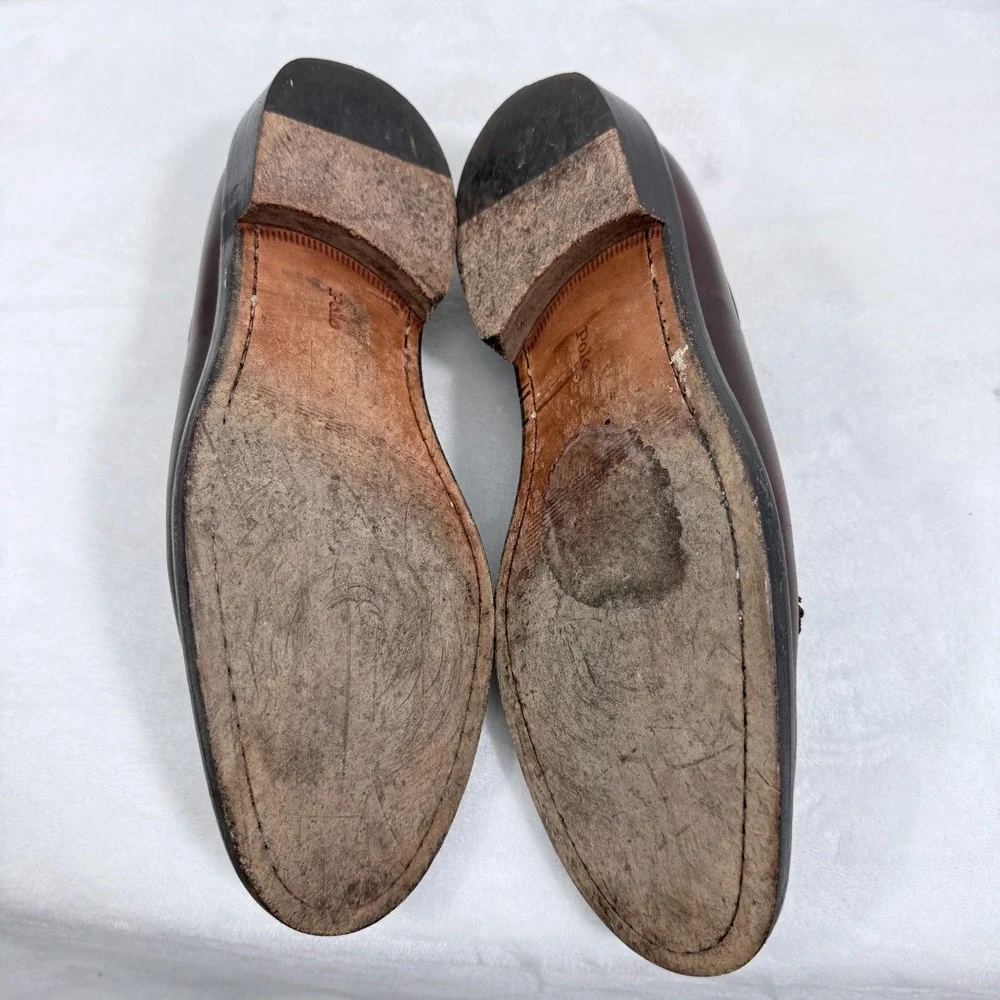 Polo Ralph Lauren Calf Tessel Loafer Dress Shoes Mens 9.5 D Brown Leather